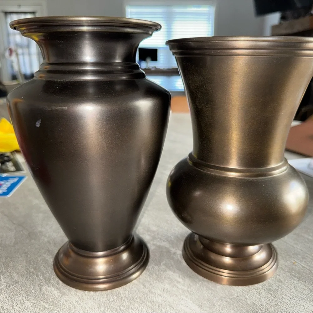 Restoration Hardware Bronze Vase Duo